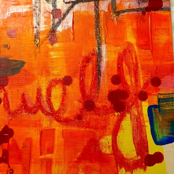 Unframed Original Contemporary Modern Acrylic Art On Canvas Paper Hustle & Flow - Picture 5 of 6